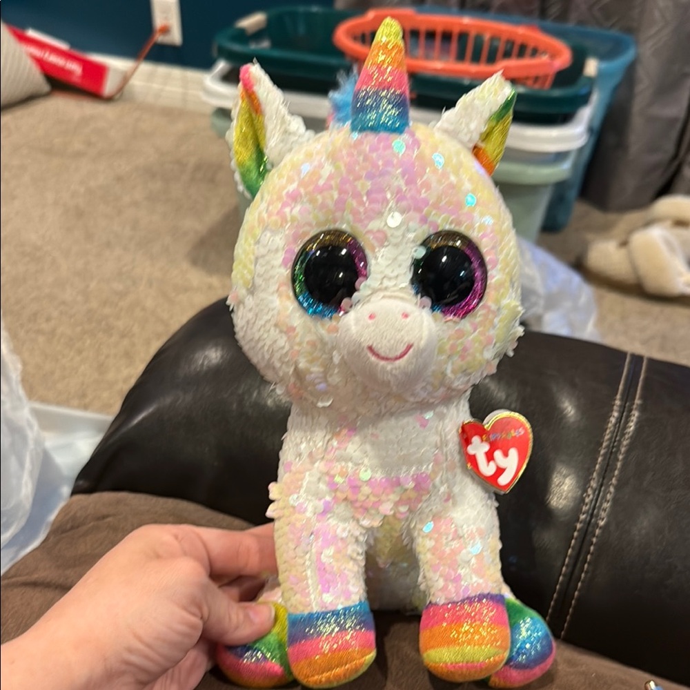 Ty White Unicorn Stuffed Animal with Sparkly Eyes